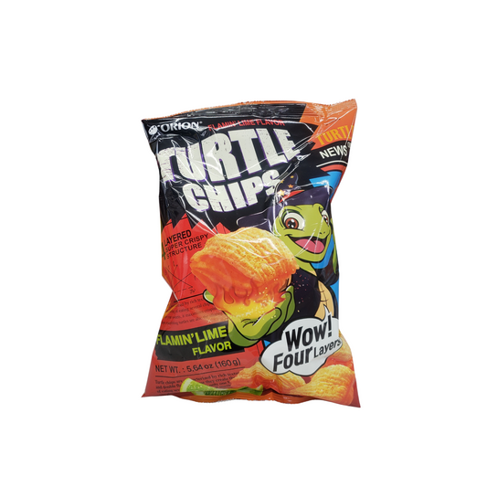 Orion Turtle Chips Flamin' Lime Flavored Snacks - Net weight 5.65oz