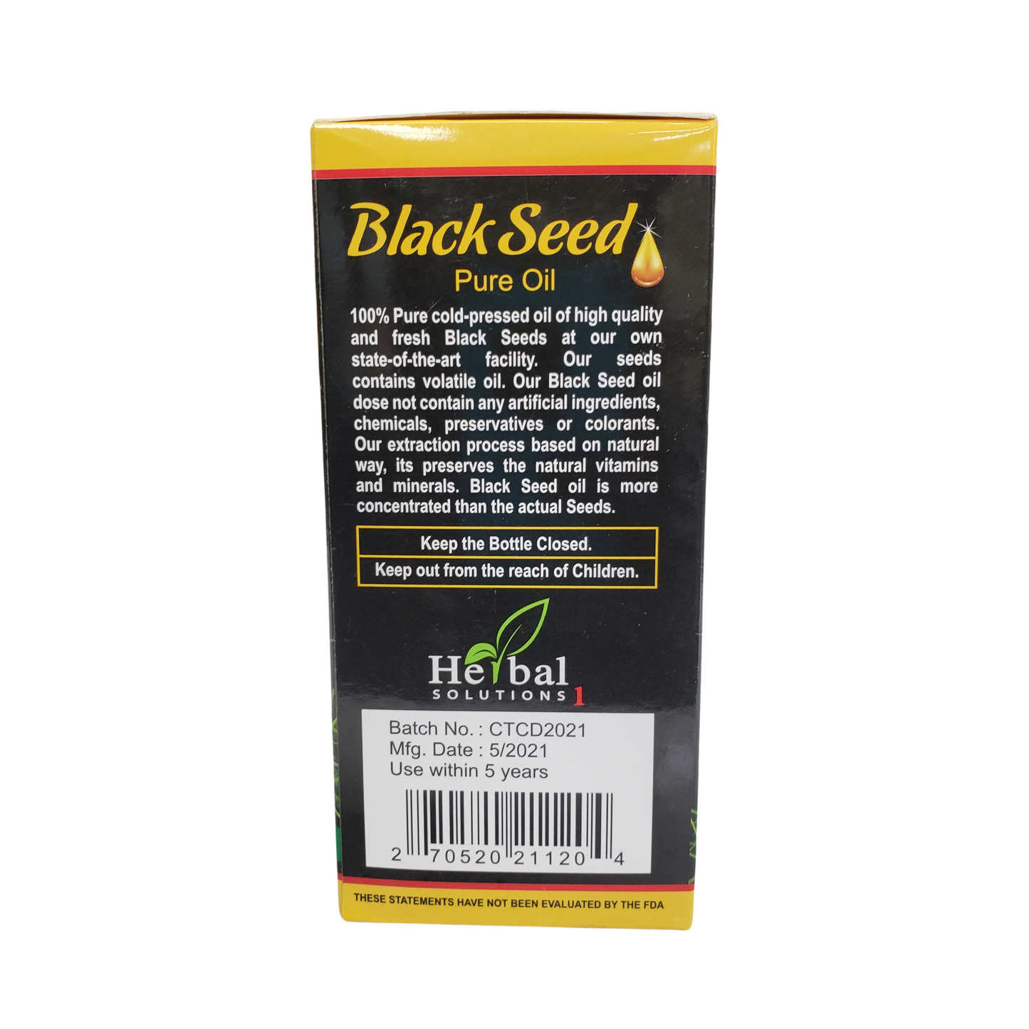 Herbal Solutions Pure Black Seed Oil - Net weight 4oz