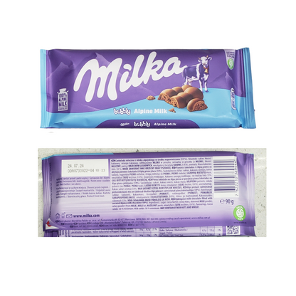 Milka Bubbly Apline Milk Chocolate Bar (from Europe) - Net weight 90g