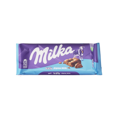 Milka Bubbly Apline Milk Chocolate Bar (from Europe) - Net weight 90g