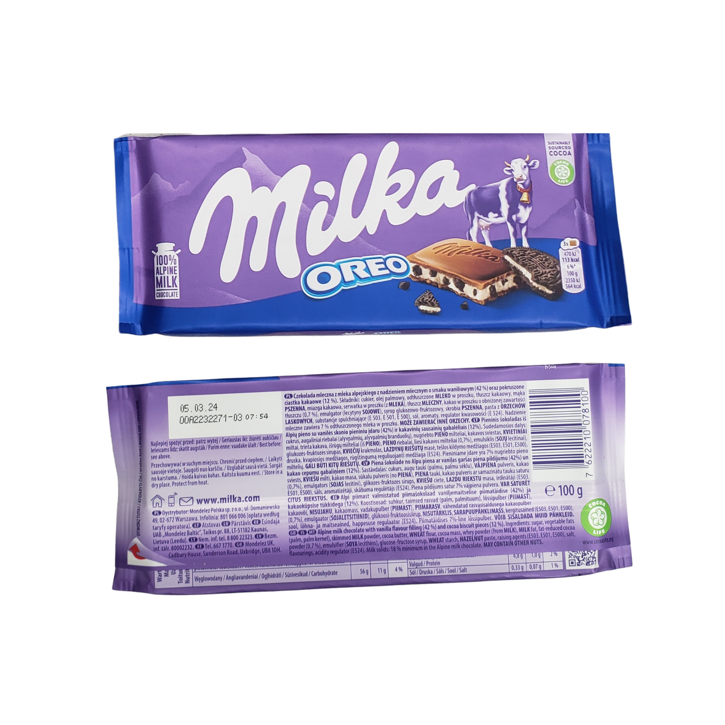 Milka OREO Milk Chocolate Bar (from Europe) - Net weight 100g