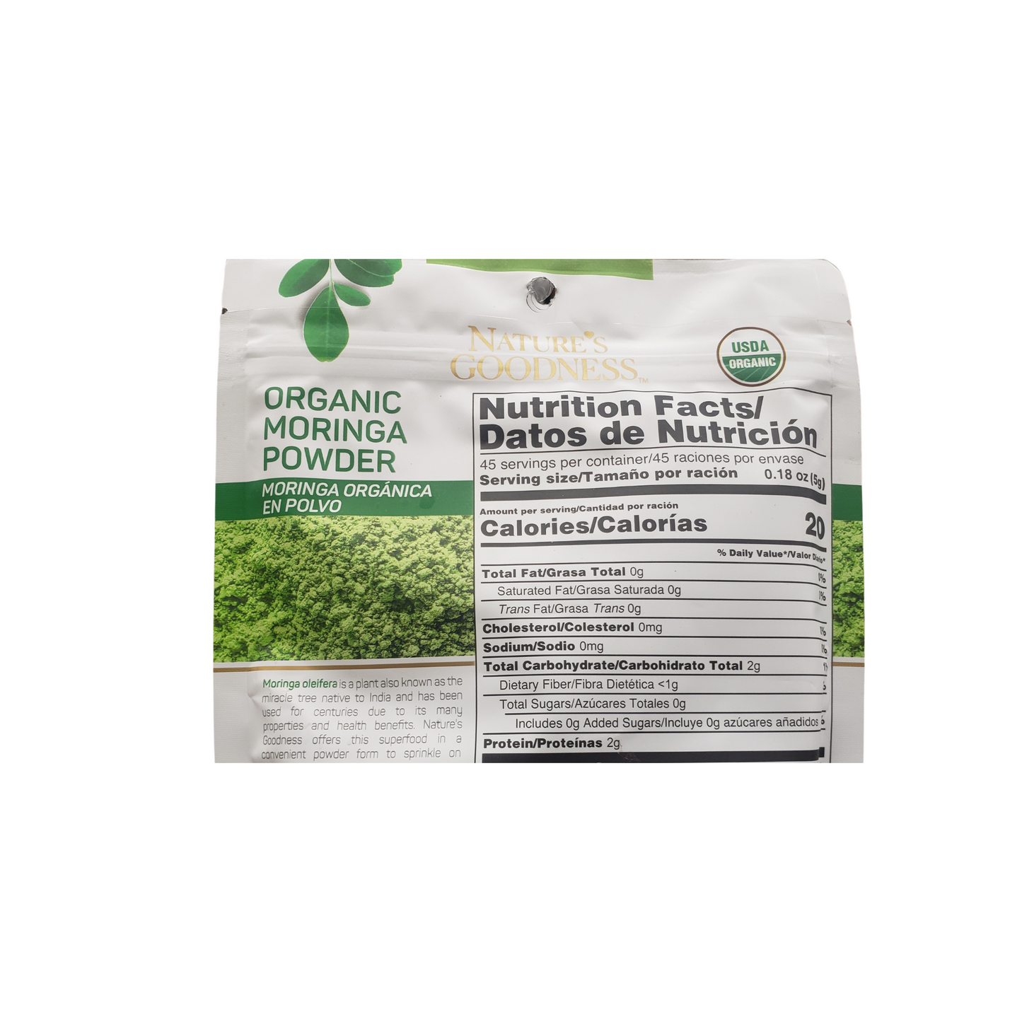 Nature's Goodness Organic Moringa Powder - net weight 8oz