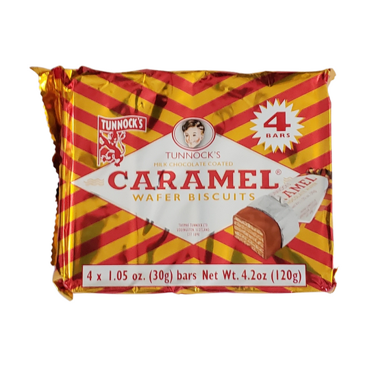 Tunnock's Caramel Wafer Biscuits 4 bars - Net weight 4.2oz